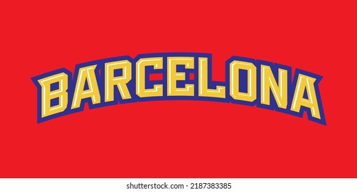 T-shirt stamp logo, Spain Sport wear lettering Barcelona tee print, athletic apparel design shirt graphic print