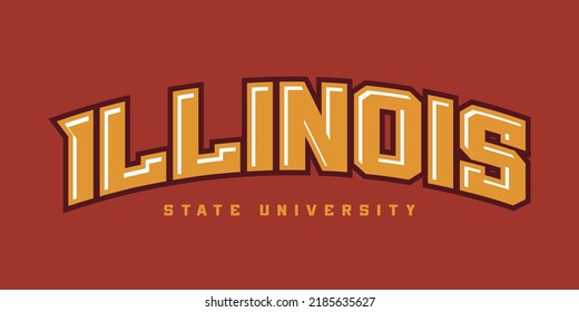 T-shirt stamp logo, Sport wear lettering Illinois tee print, athletic apparel design shirt graphic print