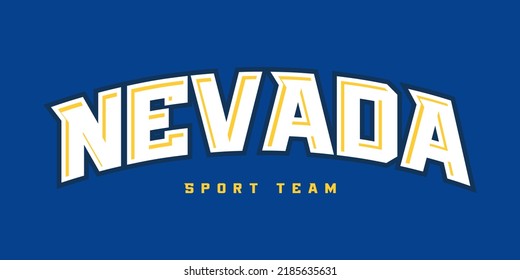 T-shirt stamp logo, Sport wear lettering Nevada tee print, athletic apparel design shirt graphic print