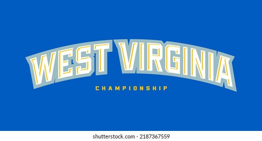 T-shirt stamp logo, Sport wear lettering West Virginia tee print, athletic apparel design shirt graphic print