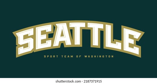 T-shirt stamp logo, Sport wear lettering Seattle tee print, athletic apparel design shirt graphic print