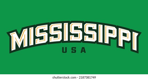 T-shirt stamp logo, Sport wear lettering Mississippi tee print, athletic apparel design shirt graphic print