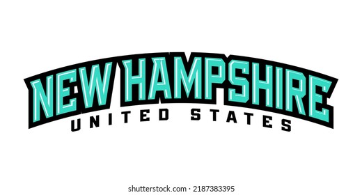 T-shirt stamp logo, Sport wear lettering New Hampshire tee print, athletic apparel design shirt graphic print