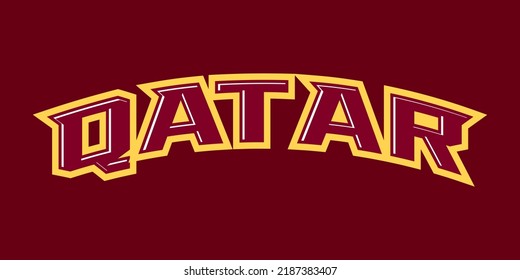 T-shirt stamp logo, Sport wear lettering Qatar tee print, athletic apparel design shirt graphic print