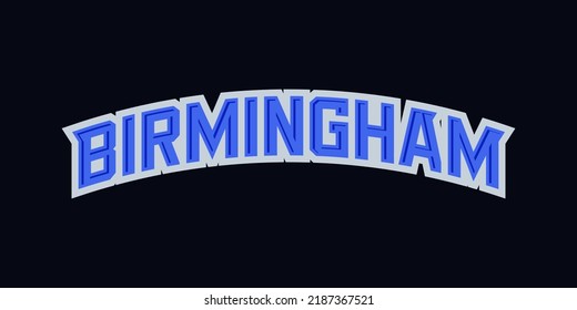 Logo del sello de la camiseta, Reino Unido Deporte con letras de la marca Birmingham, diseño de prendas atléticas de la camisa impresión gráfica