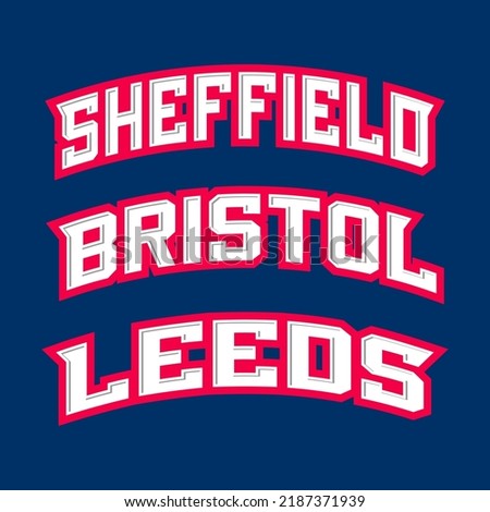 T-shirt stamp logo, UK Sport wear lettering Sheffield, Bristol, Leeds tee print, athletic apparel design shirt graphic print