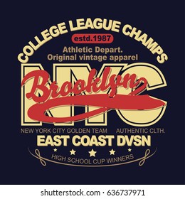 T-shirt stamp New York graphic set, Sport wear typography emblem, vintage tee, athletic apparel design print. vector