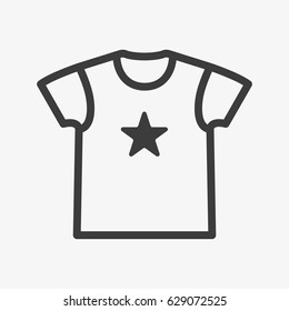 T-Shirt with Star Minimal Flat Line Outline Stroke Icon Pictogram Symbol