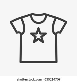 T-Shirt with Star Minimal Flat Line Outline Stroke Icon Pictogram Symbol