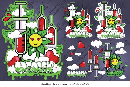 T-shirt and sticker design of love plant vector, eps 10, editable.