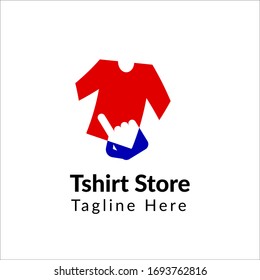 El logo de la Tienda de pantalones T se utiliza para marca e impresión. icono de mano que toca rojo a ilustración de pantalones