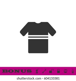 Tshirt with stripes icon flat. Black pictogram on white background. Vector illustration symbol and bonus button