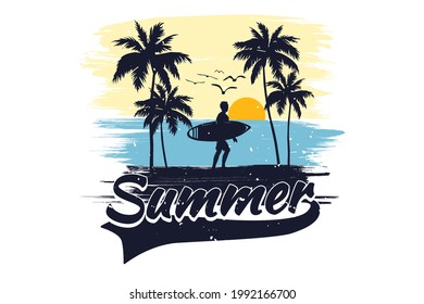 T-shirt summer beach surf vacation retro vintage style