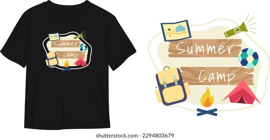 Tshirt summer camp abstract background