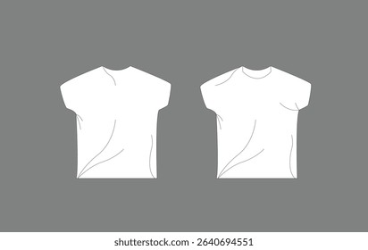 T-Shirt Summer Clothes White Mock Up Line Art. Seasonal clothing and fashion vector art