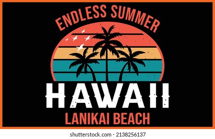 T-shirt Summer Hawaii Beach Adventure vector illustration and colorful design.