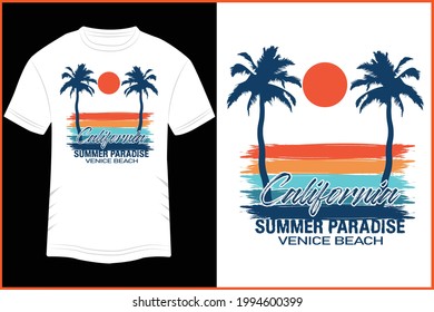 T-shirt Summer Holiday California Typography vector illustration and colorful design in white background.
