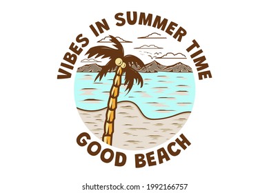 T-shirt summer time vibes beach retro vintage style