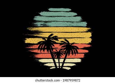 T-shirt sunset beach coconut trees are beautiful