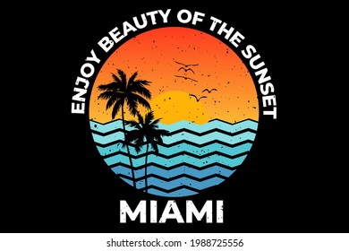 T-shirt sunset retro miami beach