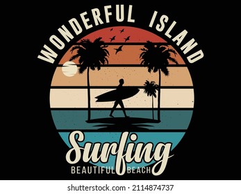 T-shirt Surfing Typography Vector Design.
