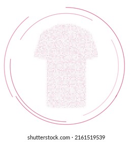 The t-shirt symbol filled with pink dots. Pointillism style. Vector illustration on white background