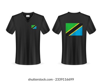 T-shirt with Tanzania flag on a white background. Vector illustration.