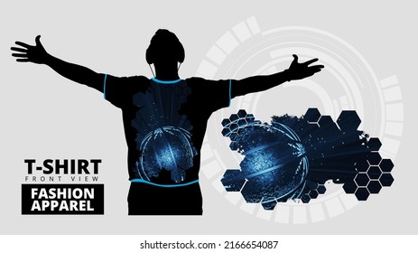 T-shirt with technology illustraion, print design template for fashion appare, vector