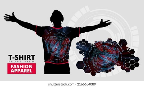 T-shirt with technology illustraion, print design template for fashion appare, vector