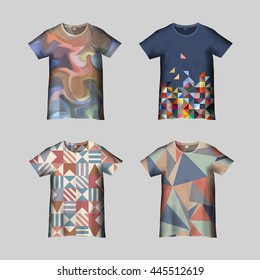  T-Shirt Template with Abstract Pattern.  Vector set