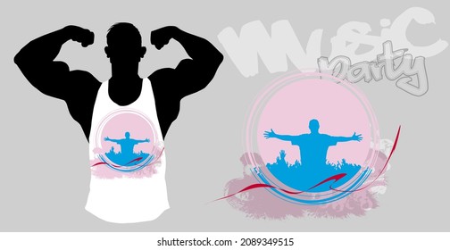 T-shirt template with dancing people, vector