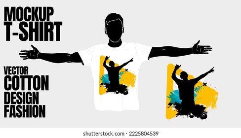 T-shirt template with dancing people, vector