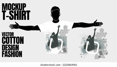 T-shirt template with dancing people, vector