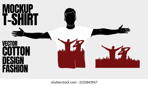 T-shirt template with dancing people, vector