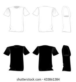 T-shirt template design set for front with back and side view.