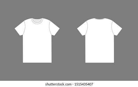 T-shirt template.  Flat round neck. White color.