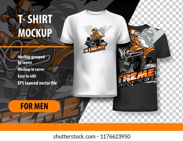 T-Shirt template, fully editable with ATV Off-Road Quad Bike Logo, in two colors.