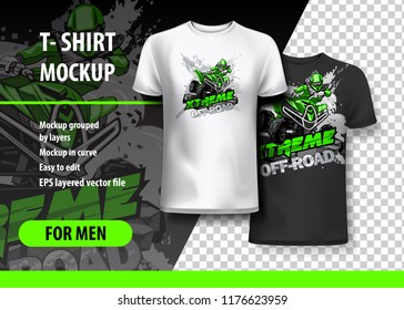 T-Shirt template, fully editable with ATV Off-Road Quad Bike Logo, in two colors.