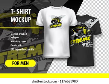 T-Shirt template, fully editable with ATV Off-Road buggy Logo. EPS 10 Vector Illustration.