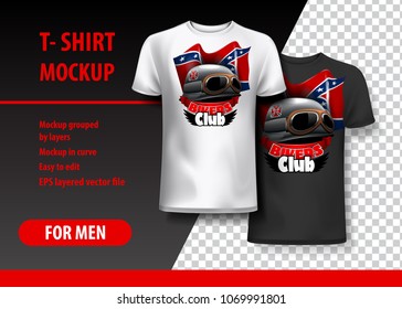T-Shirt template, fully editable with Bikers Club logo. EPS 10 Vector Illustration.