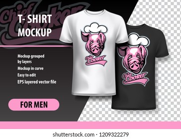 T-Shirt template, fully editable with Chief Coocer Logo. EPS 10 Vector Illustration.