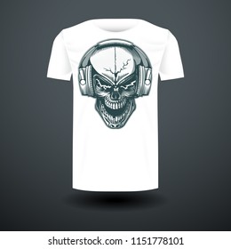 T-Shirt template, fully editable with DJ Skull. EPS 10 Vector Illustration.