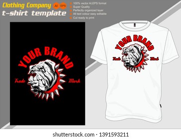 T-shirt template, fully editable with dog vector