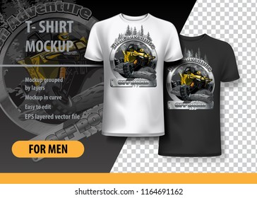 T-Shirt template, fully editable with Extreme ATV Off-Road. EPS 10 Vector Illustration.