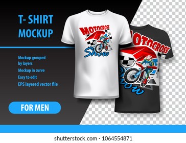 T-Shirt template, fully editable with Motocross show. EPS 10 Vector Illustration.