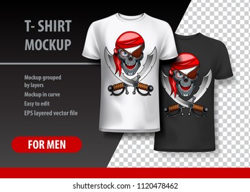 T-Shirt template, fully editable with Pirate. EPS 10 Vector Illustration.