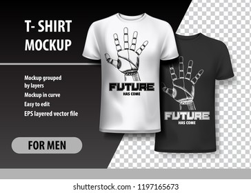 T-Shirt template, fully editable with Robot Hand. EPS 10 Vector Illustration.