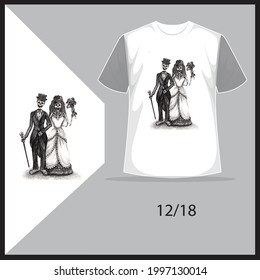T-Shirt template, fully editable with torn clothes. EPS 10 Vector  lashes and skeleton  Makeup positive banner, artist t-shirt design, and business card concept.