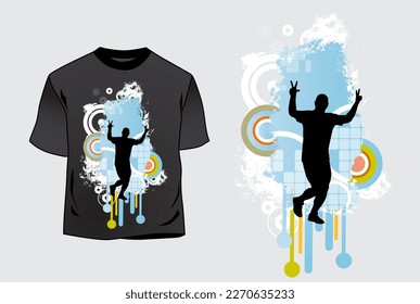 T-shirt template with graphic sport template, ready for maraton or jogging, vector