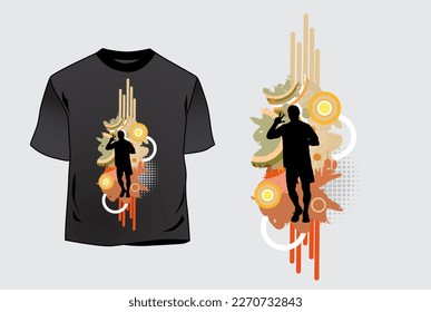 T-shirt template with graphic sport template, ready for maraton or jogging, vector